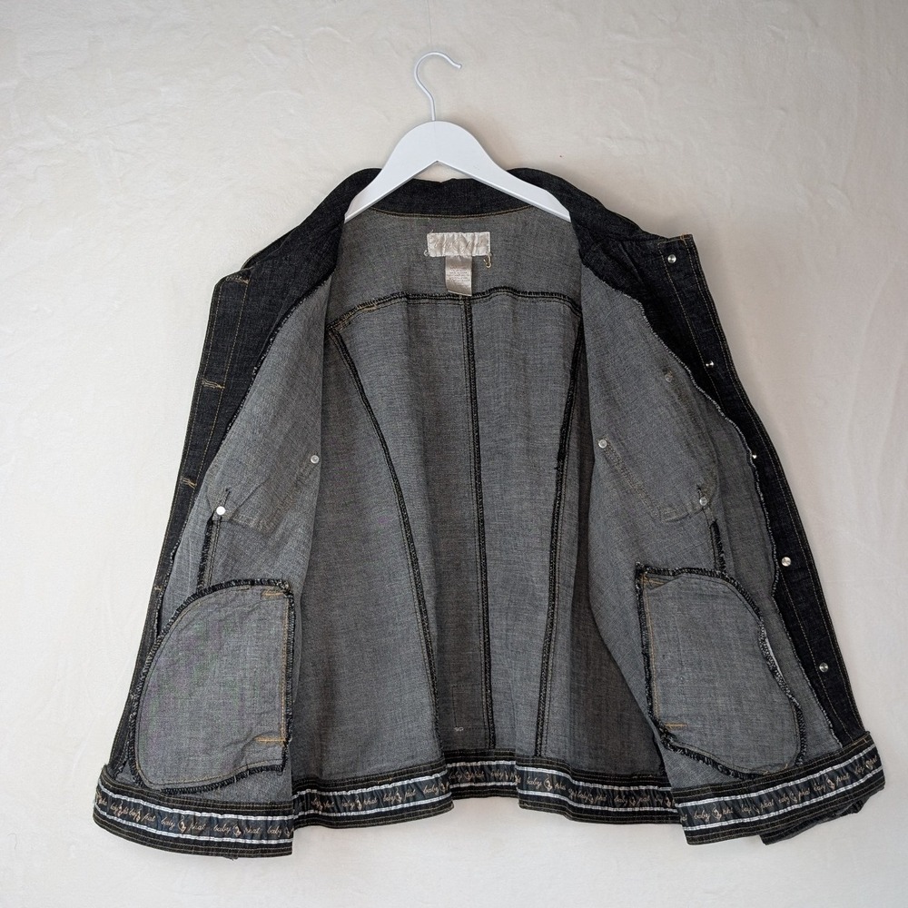 Vibtage Baby Phat Denim Jacket Button Front logo Cuffs Size 2X - Picture 3 of 12